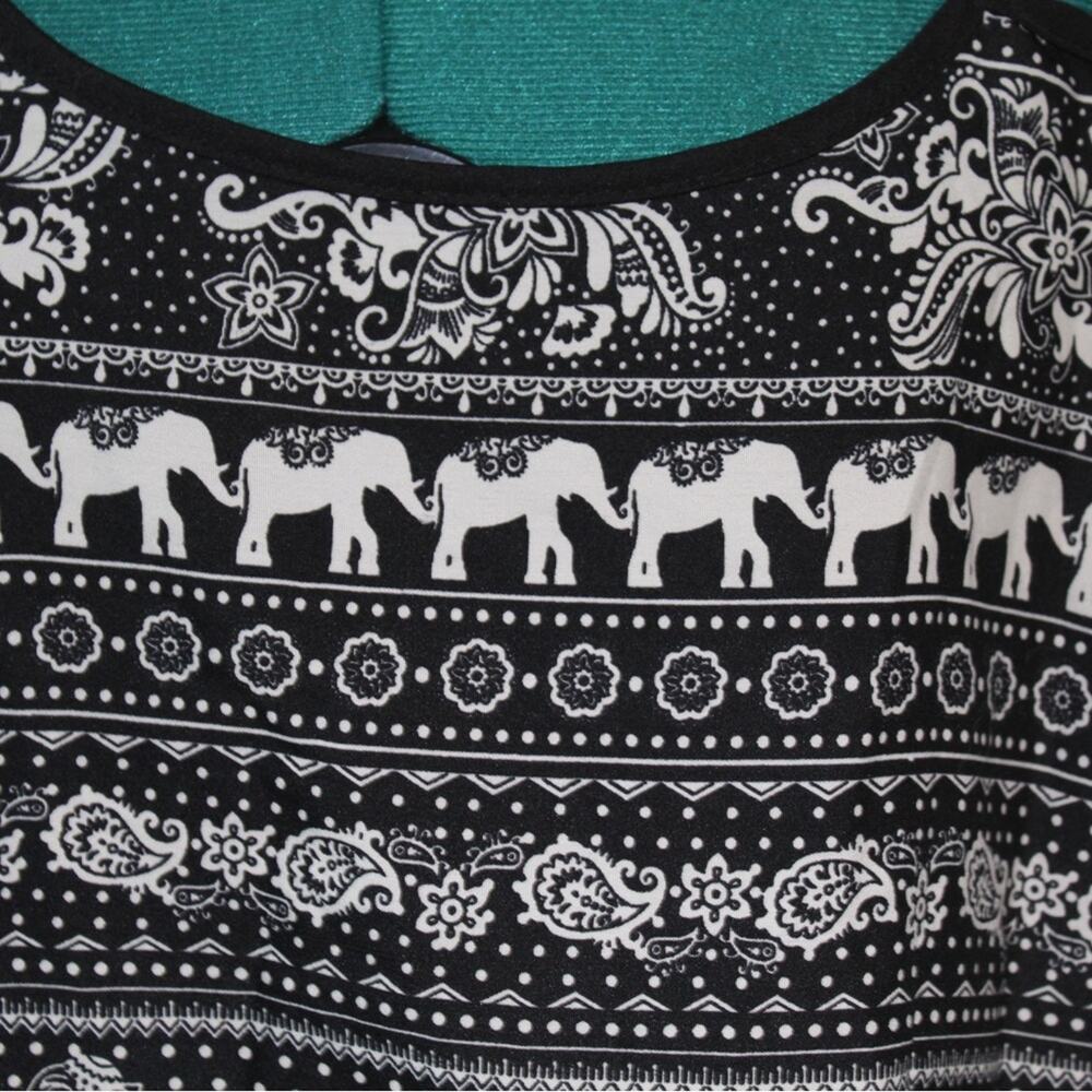 Hot Kiss Romper Black White Elephant Print Sleeveless Boho Festival Women’s M - Picture 4 of 5